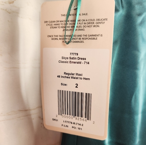 Revelry Skye Satin Bridesmaid Cowl Neck Maxi Dress Classic Emerald - 714 Size 2 - Picture 11 of 13